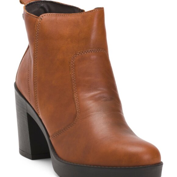 NEW ENVAL SOFT Made In Italy Leather Booties Cognac for women 663mn - Picture 2 of 4